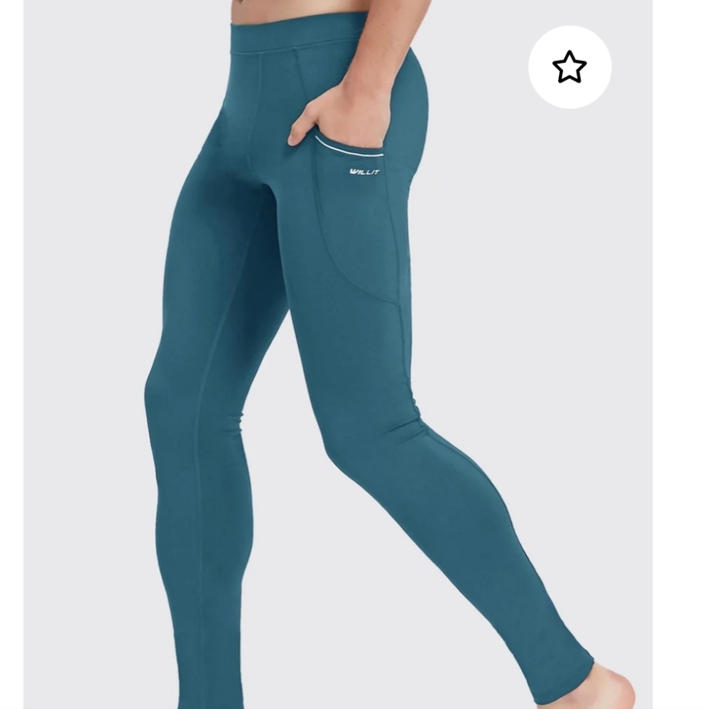 Willit Men's Yoga Or Baselayer Training Pants Teal Size Large Side Pockets